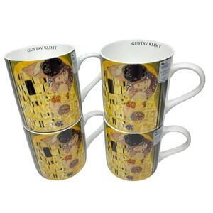 NEW Lot 4 Gustav Klimt Mugs Coffee Tea Cups The Kiss Der Kuss Art Konitz Germany